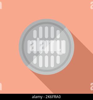 Iron manhole icon flat vector. City road. Gutter plate Stock Vector