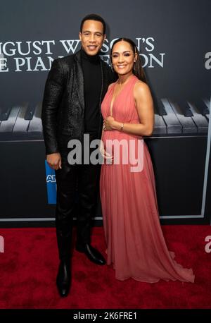 Trai Byers (L) attends opening night of revival of August Wilson's The Piano Lesson at Ethel Barrymore Theatre on October 13, 2022 Stock Photo