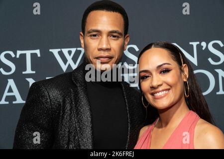 Trai Byers (L) attends opening night of revival of August Wilson's The Piano Lesson at Ethel Barrymore Theatre on October 13, 2022 Stock Photo