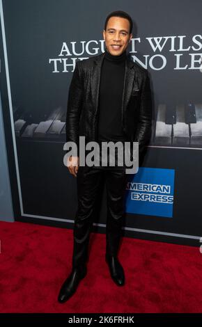 Trai Byers attends opening night of revival of August Wilson's The Piano Lesson at Ethel Barrymore Theatre on October 13, 2022 Stock Photo