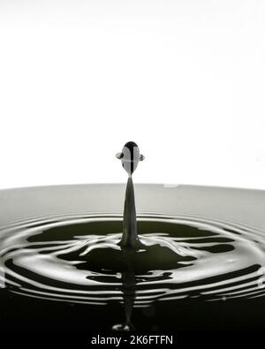 Water drop collision on a white background. Stock Photo