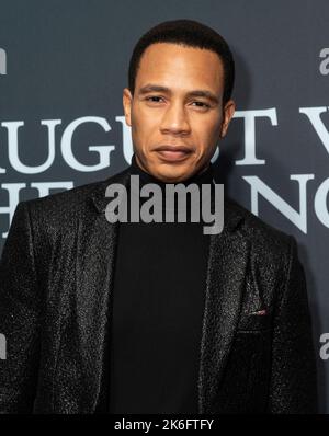 New York, USA. 13th Oct, 2022. Trai Byers attends opening night of revival of August Wilson's The Piano Lesson at Ethel Barrymore Theatre on October 13, 2022 Credit: Sipa USA/Alamy Live News Stock Photo