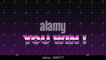 Illustration of you win text with dots and grid pattern against ...