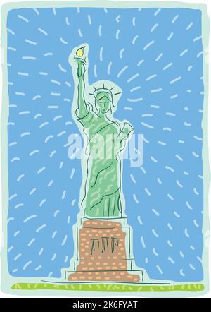 Stylized symbolic illustration of New York, vector illustration. Stock Vector