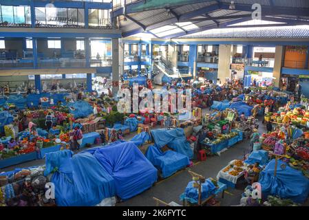 Urubamba, Peru - 30 June, 2022: Local produce on sale in the Urubamba Central Market, Sacred Valley, Cusco, Peru Stock Photo