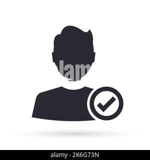 Current User icon. Verify Member Profile. Approved User account. Isolated vector illustration. Stock Vector