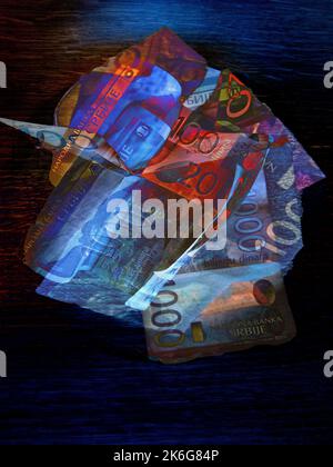 CONCEPT FINANCIAL ART : BANKNOTES OF SERBIA Stock Photo