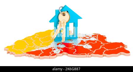 Real estate in Bhutan concept. Property for sale, rent or mortgage. 3D rendering isolated on white background Stock Photo