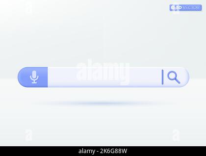 Search bar design icon symbols. Browser button for web, Navigation and search concept. 3D vector isolated illustration design. Cartoon pastel Minimal Stock Vector