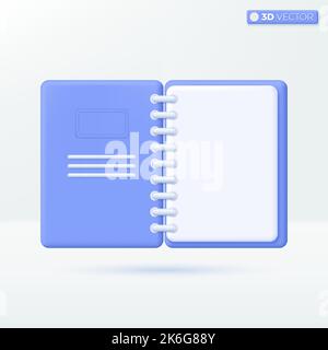 Pocket book blank page icon symbols. journal, Textbook, e-book, diary, Education concept. 3D vector isolated illustration design Cartoon pastel Minima Stock Vector