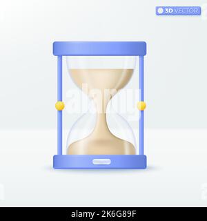 Hourglass with sand icon symbols. Business, hours countdown, time and deadline concept. 3D vector isolated illustration design. Cartoon pastel Minimal Stock Vector