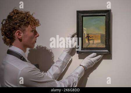 London UK. 14 October 2022 .SALVADOR DALI , Le spectre de Vermeer, Painted circa 1934, Estimate: $4,000,000-6,000,000 .Preview at Christies  form the estate of the philathropist and co-founder of Microsot Paul G. Allen from Visionary  $I billion philanthropic sale of masterpieces spanning 500 years of art history to be sold at auction in New York on 9 and 10 November. Credit amer ghazzal /Alamy Live News Stock Photo