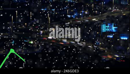 Composition of data processing over cityscape Stock Photo