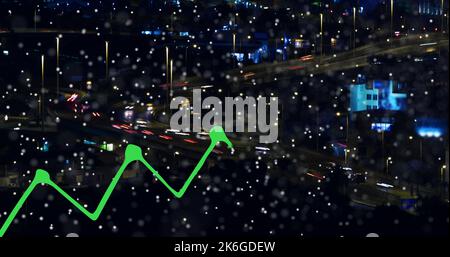 Composition of data processing over cityscape Stock Photo