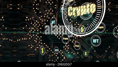 Composition of network of connections over data processing Stock Photo