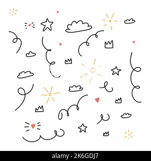 fun doodle good weather, sun clouds love Stock Vector