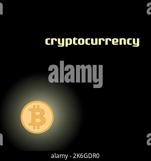 bitcoin coin glows in the dark, vector Stock Vector