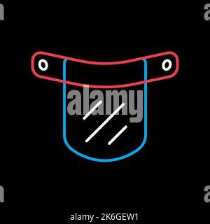 Plastic protective face shield vector flat icon on black background. Medical sign. Coronavirus. Graph symbol for medical web site and apps design, log Stock Vector