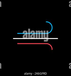 Blowing wind or windy isolated vector icon on black background. Meteorology sign. Graph symbol for travel, tourism and weather web site and apps desig Stock Vector