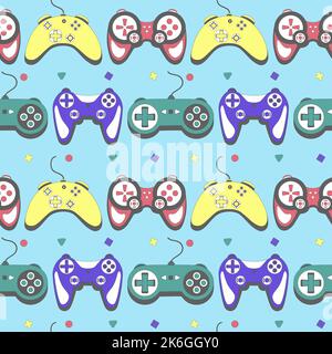 Seamless pattern gamepad in retro style. Game controller vector illustration Stock Vector