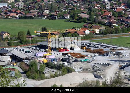 Entreprise de travaux publics : Accro BTP. Passy. Vue depuis Saint-Gervais-les-Bains. Haute-Savoie. Auvergne-Rhône-Alpes. France. Stock Photo