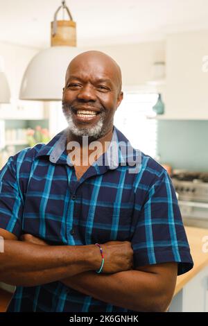 Portrait of happy senior african american man smiling Stock Photo