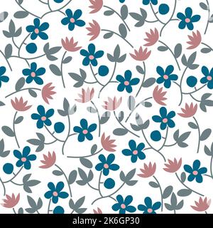 Seamless pattern with wild flowers in pastel colors. Summer floral background. Stock Vector