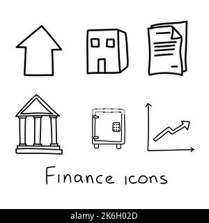some vector finance icons dollars bitcoins ether Stock Vector