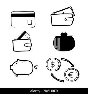 some vector finance icons dollars bitcoins ether Stock Vector