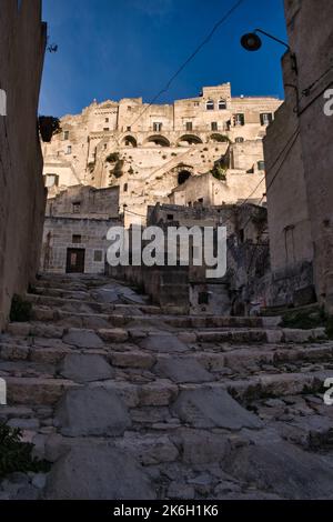 View of a beautiful corner in Matera old district Stock Photo