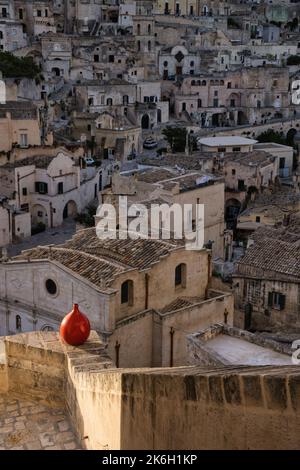View of a beautiful corner in Matera old district Stock Photo
