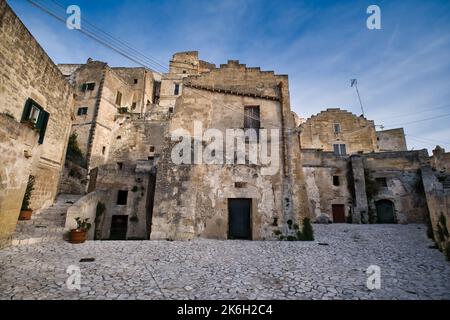 View of a beautiful corner in Matera old district Stock Photo