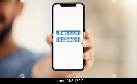Its your decision. an unrecognizable businessman using a phone in an office at work. Stock Photo