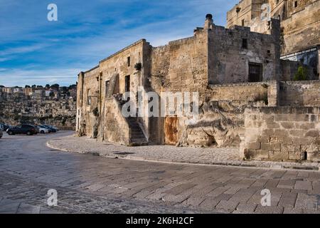 View of a beautiful corner in Matera old district Stock Photo