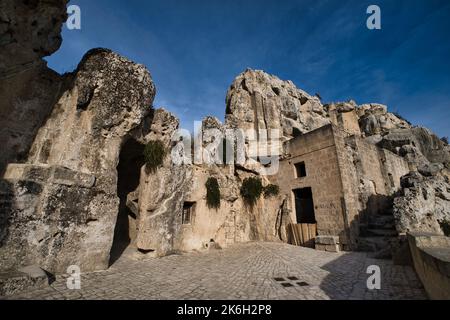 View of a beautiful corner in Matera old district Stock Photo