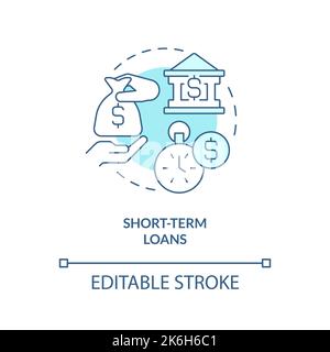 Short term loans turquoise concept icon Stock Vector