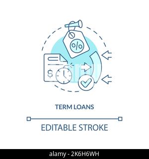 Term loans turquoise concept icon Stock Vector