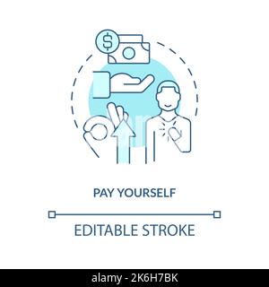 Pay yourself turquoise concept icon Stock Vector