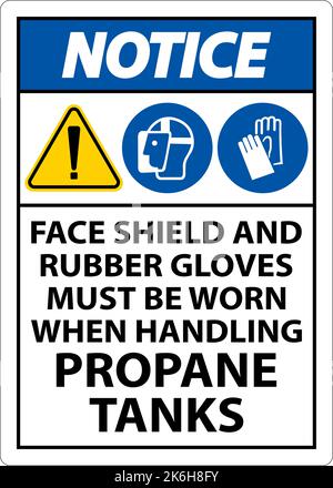 Notice PPE Required When Handling Propane Tanks Sign Stock Vector