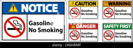 Gasoline No Smoking Sign On White Background Stock Vector