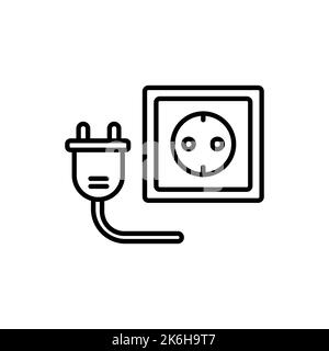 Electro plug Icon in trendy flat and outline style. simple design for graphics, logos, websites, social media, UI, mobile apps Stock Vector