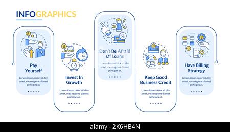 Managing small business finances tips blue rectangle infographic template Stock Vector