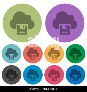 Cloud storage darker flat icons on color round background Stock Vector