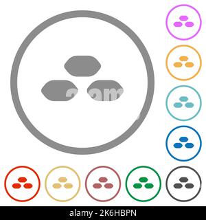 Coal briquettes flat color icons in round outlines on white background Stock Vector