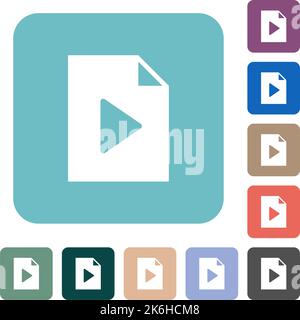 Playlist solid white flat icons on color rounded square backgrounds Stock Vector