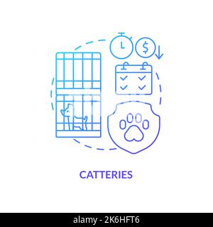 Catteries blue gradient concept icon Stock Vector
