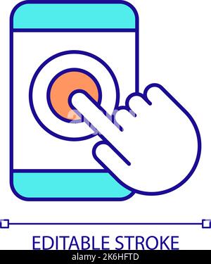 Tap on smartphone screen RGB color icon Stock Vector