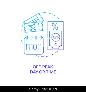 Off-peak flying times blue gradient concept icon Stock Vector