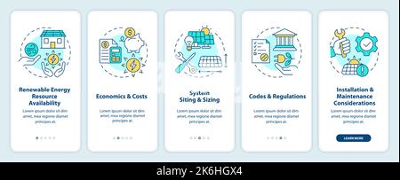 Choosing right renewable energy system onboarding mobile app screen Stock Vector