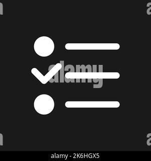 Checklist pixel dark mode glyph ui icon Stock Vector